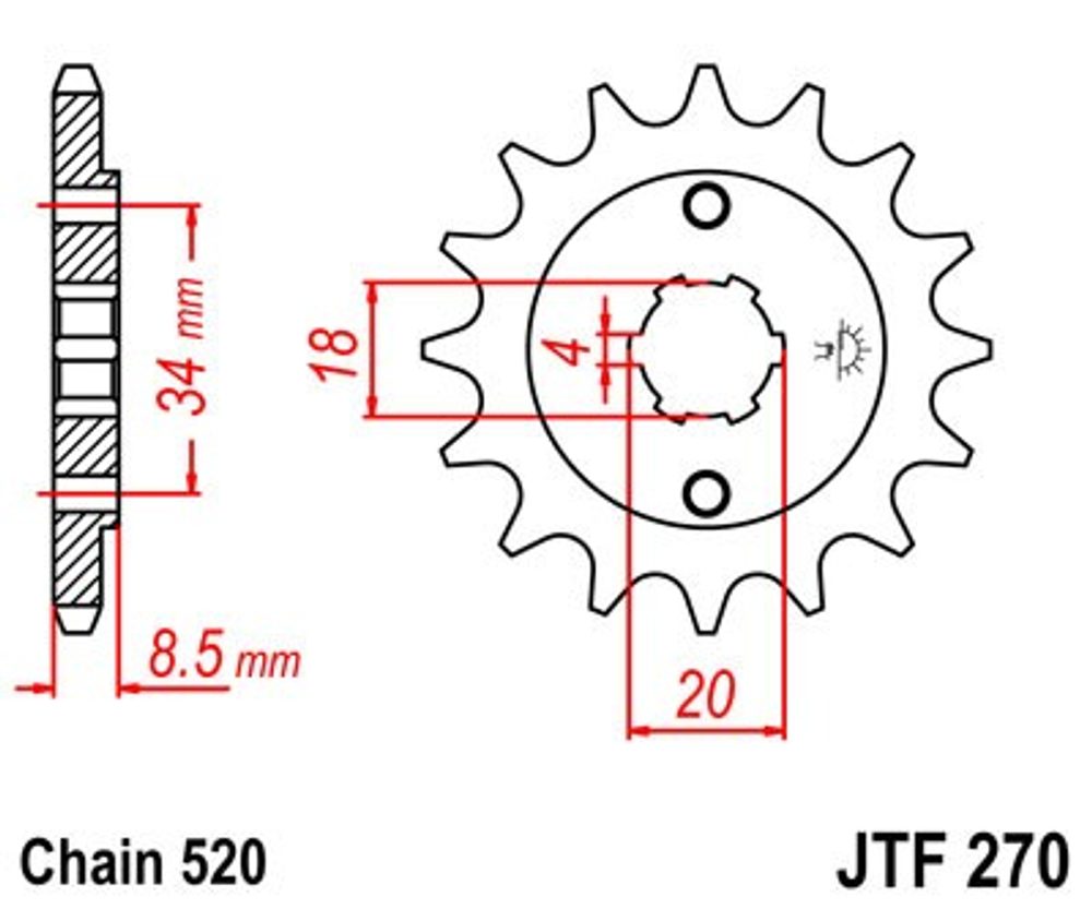 JT Řetězové kolečko JT JTF 270-13 13 zubů, 520