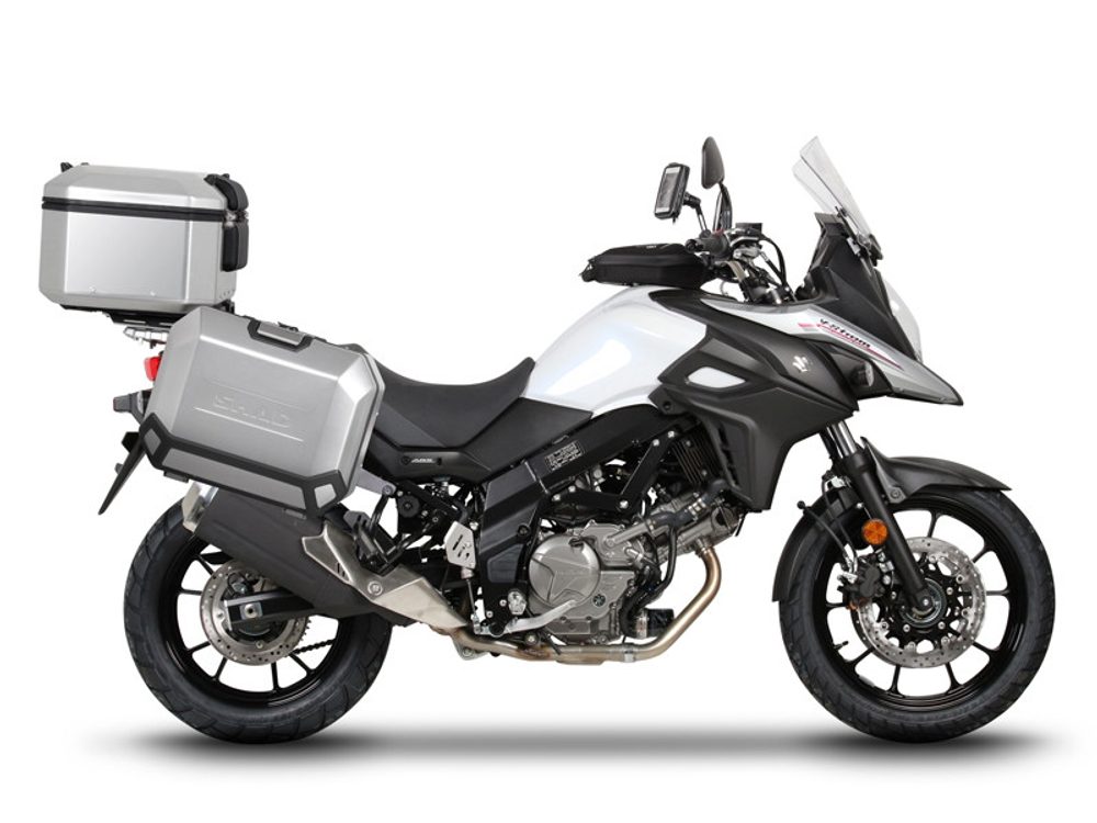 SHAD Kompletní sada hliníkových kufrů SHAD TERRA, 37L topcase 36L/36L boční kufry, včetně montážní sady a plotny SHAD SUZUKI DL 650 V-Strom