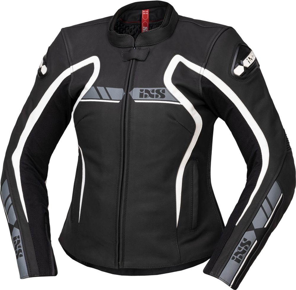 IXS Dámská kožená sportovní bunda iXS RS-600 1.0 šedo-bílá - 42