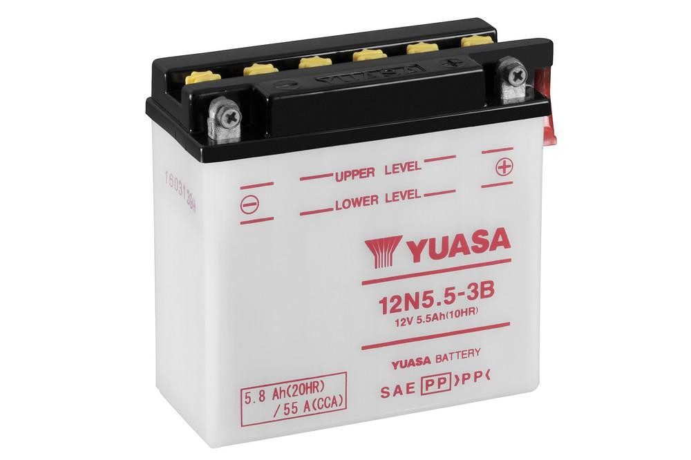 YUASA Konvenční 12V akumulátor vč. kyseliny YUASA 12N5.5-3B