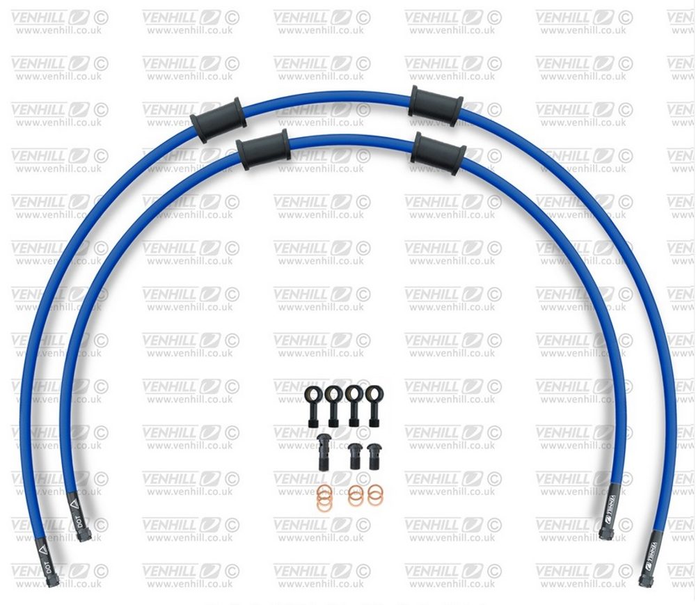 Venhill STANDARD Hadice přední brzdy sada Venhill POWERHOSEPLUS SUZ-6023FB-SB (2 hadice v sadě) modré hadice, černé koncovky