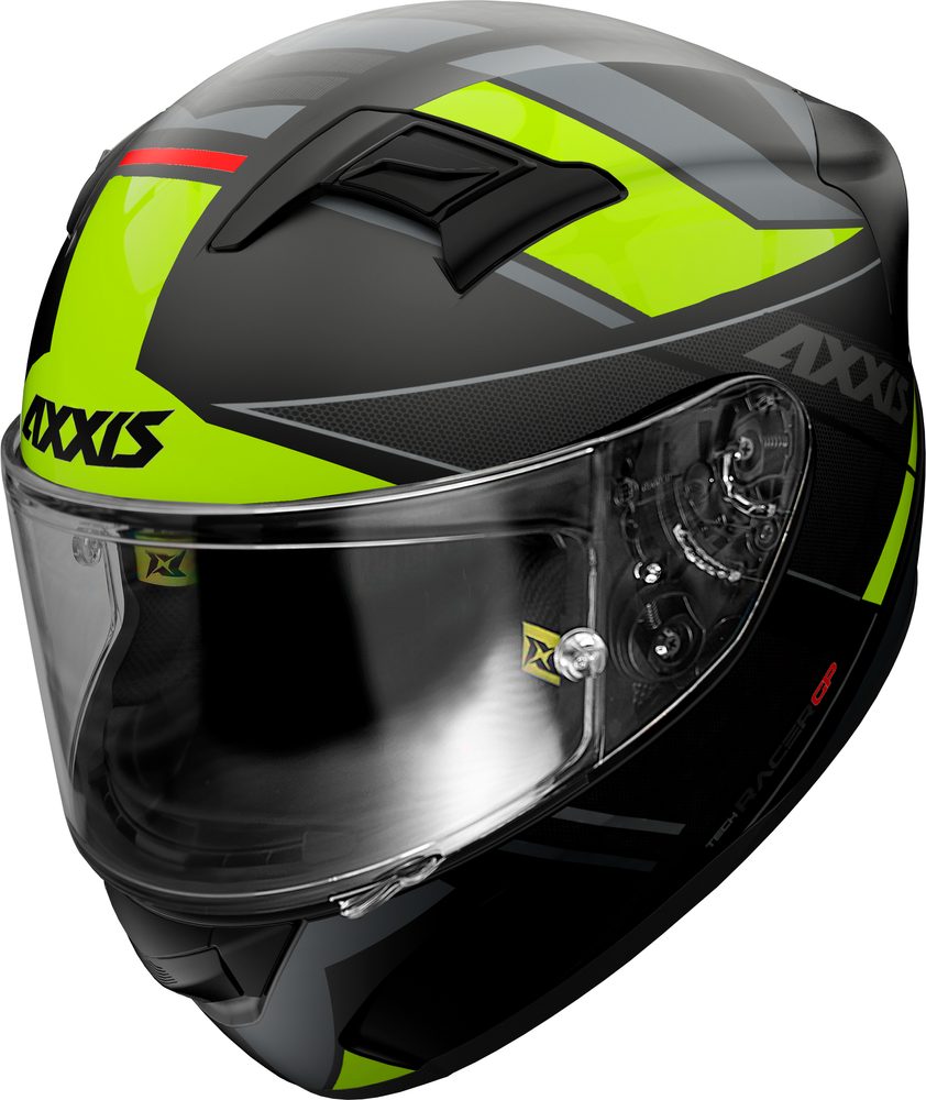 AXXIS Integrální helma AXXIS GP RACER SV FIBER TECH - matná fluo žlutá - S
