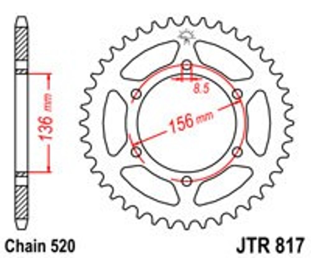 JT Řetězová rozeta JT JTR 817-46 46 zubů, 520