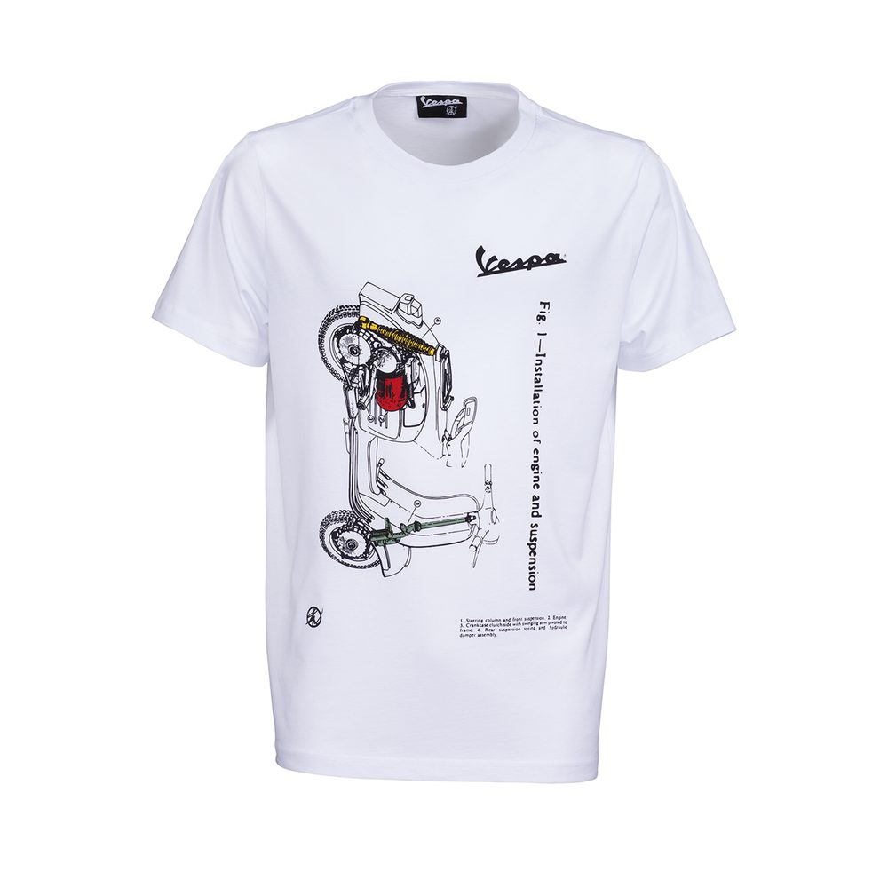 Vespa Pánské tričko Vespa SW HISTORIC - bílá - L