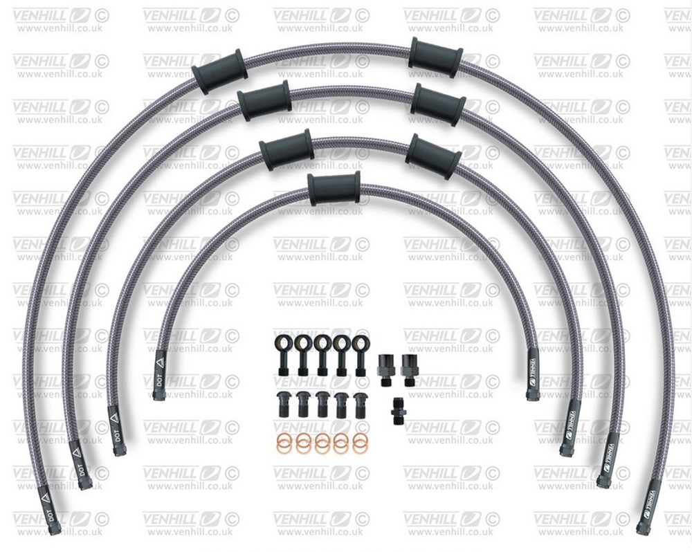 Venhill STANDARD Hadice přední brzdy sada Venhill POWERHOSEPLUS HON-10034FB (4 hadice v sadě) Průhledné hadice, černé koncovky