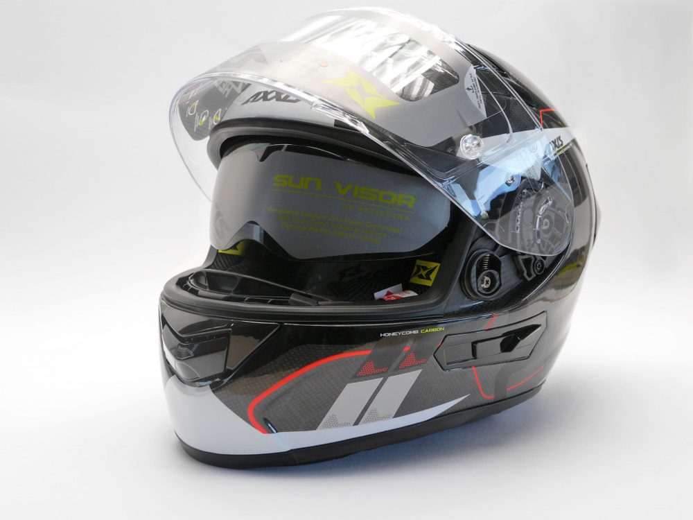 AXXIS integrální helma RACER GP CARBON SV - perleťová bílá - L