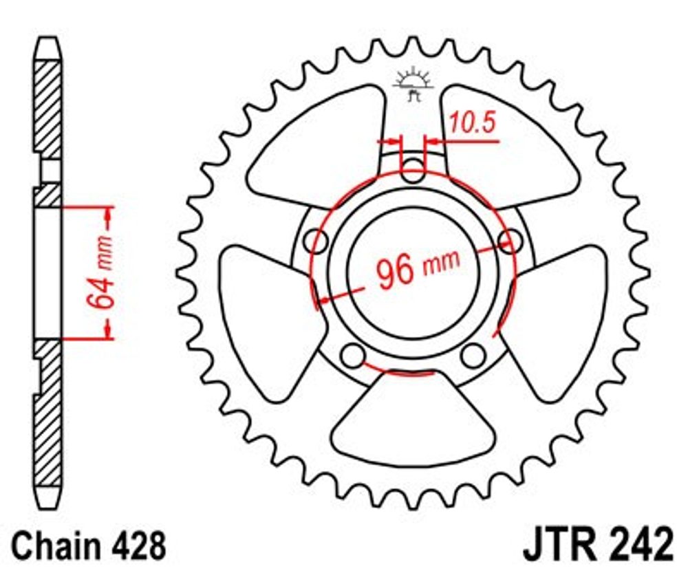 JT Řetězová rozeta JT JTR 242-53 53 zubů, 428