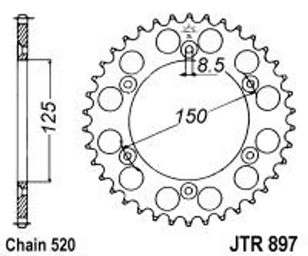 JT Řetězová rozeta JT JTR 897-44 44 zubů, 520