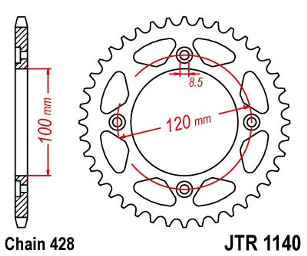 JT Řetězová rozeta JT JTR 1140-50 50 zubů, 428