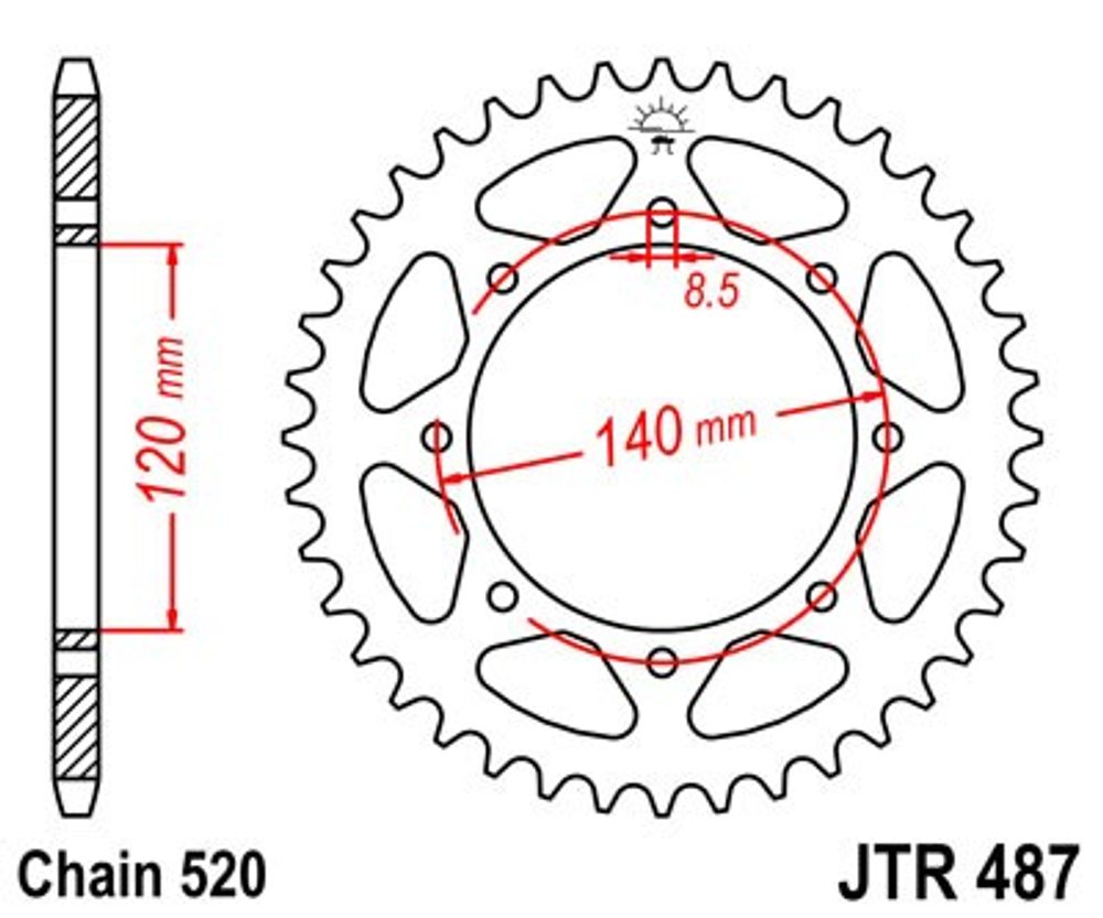 JT Řetězová rozeta JT JTR 487-47 47 zubů, 520