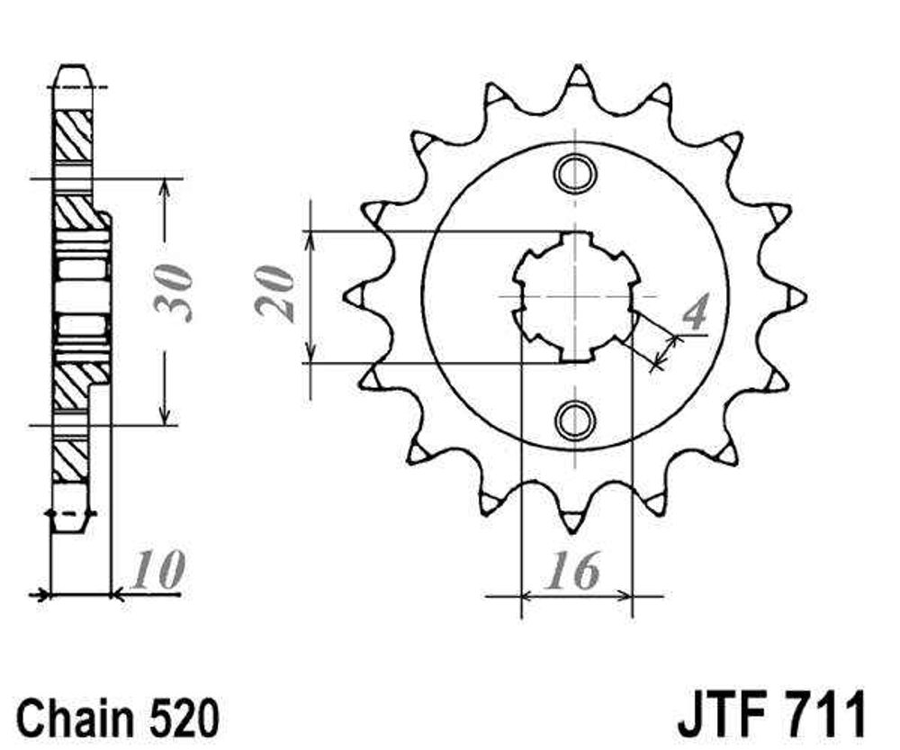 JT Řetězové kolečko JT JTF 711-14 14 zubů, 520