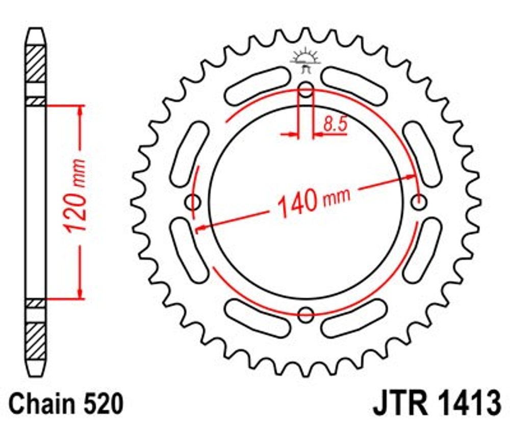 JT Řetězová rozeta JT JTR 1413-39 39 zubů, 520