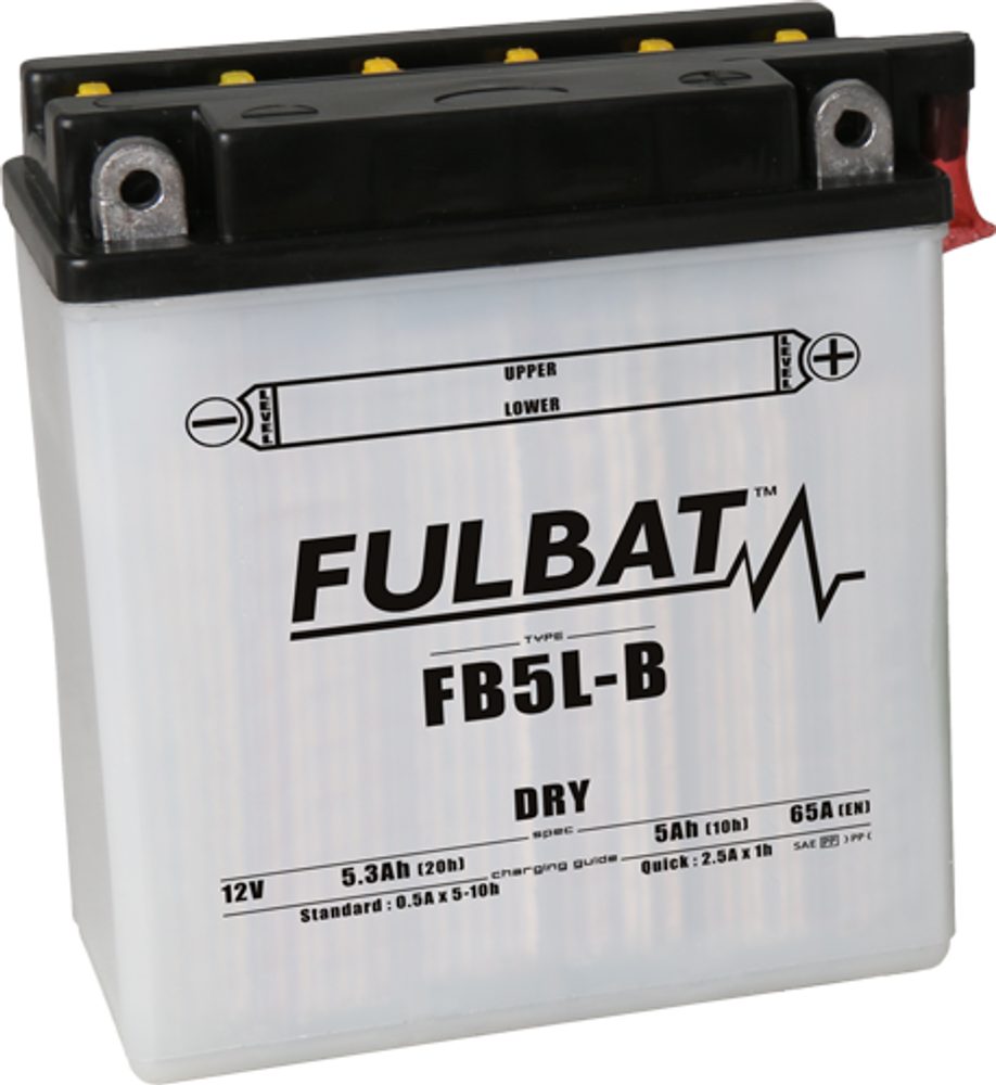 FULBAT Konvenční motocyklová baterie FULBAT FB5L-B (YB5L-B) Včetně balení kyseliny