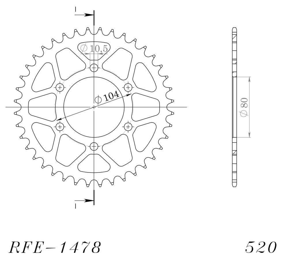 SUPERSPROX Řetězová rozeta SUPERSPROX RFE-1478:40-BLK černý 40 zubů, 520