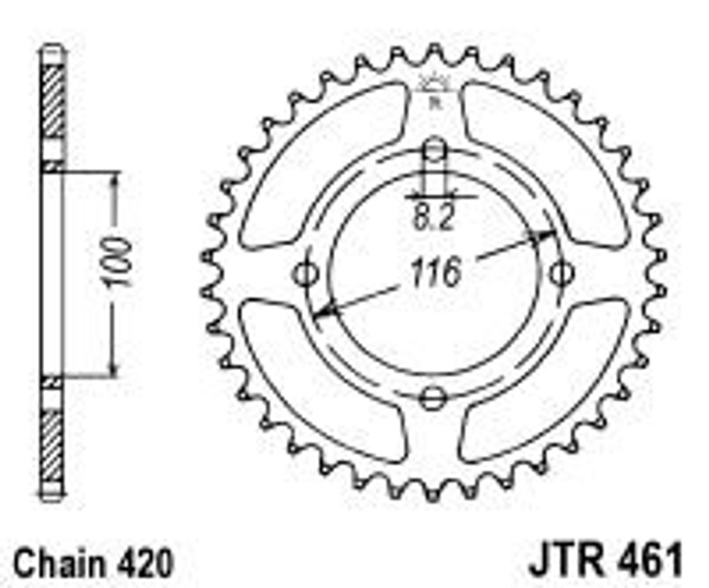 JT Řetězová rozeta JT JTR 461-54 54 zubů, 420