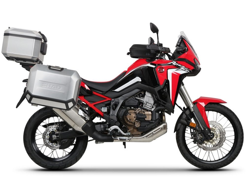 SHAD Kompletní sada hliníkových kufrů SHAD TERRA, 37L topcase 36L/47L boční kufry, včetně montážní sady a plotny SHAD HONDA CRF 1100 Africa Twin