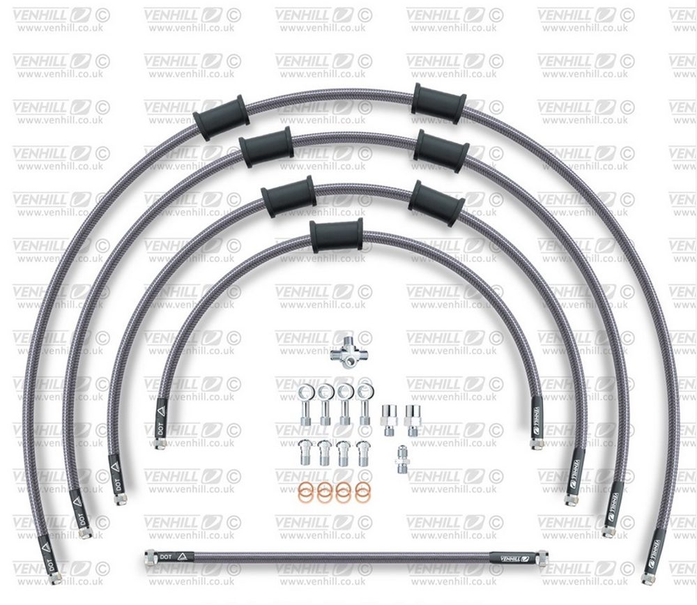 Venhill STANDARD Hadice přední brzdy sada Venhill POWERHOSEPLUS YAM-9001F (5hadic v sadě) Průhledné hadice, chromové koncovky