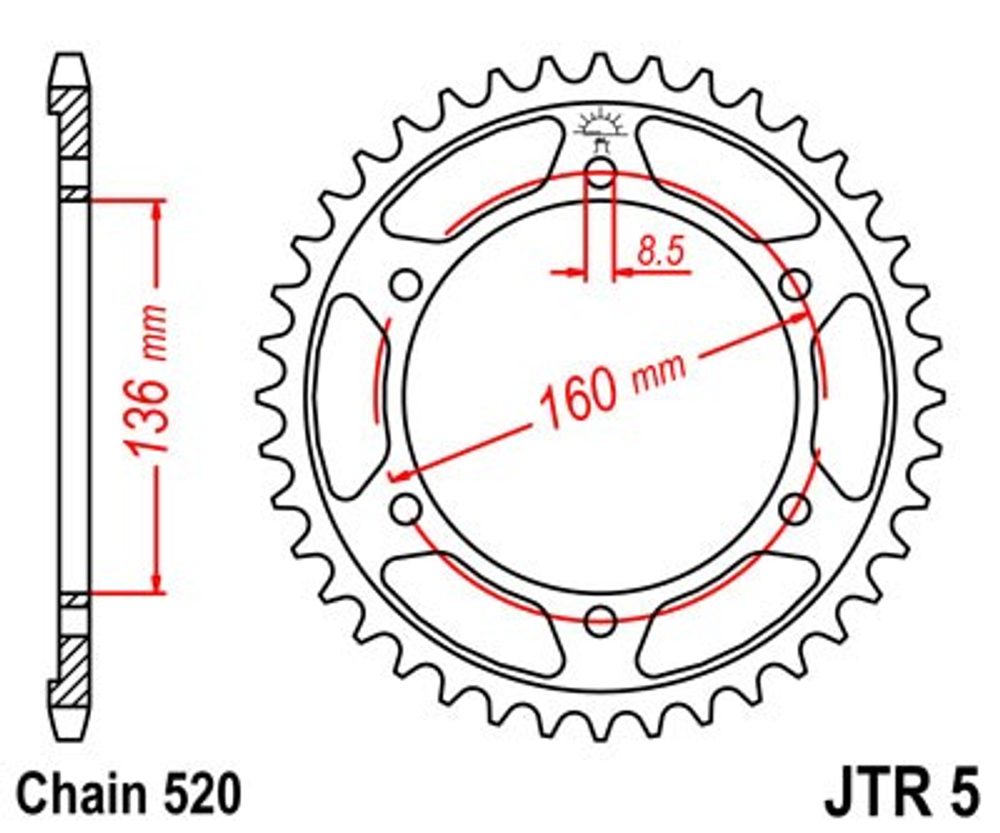 JT Řetězová rozeta JT JTR 5-40 40 zubů, 520