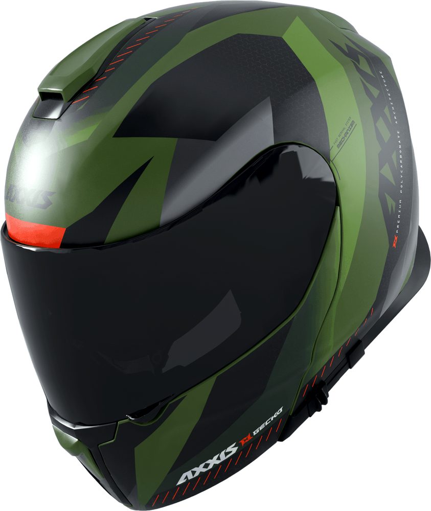 AXXIS Výklopná helma AXXIS GECKO SV ABS shield f6 matná zelená XL