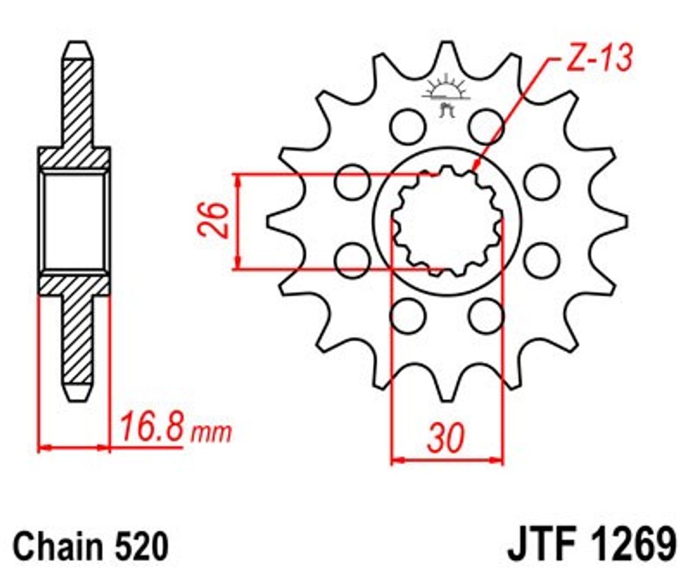 JT Řetězové kolečko JT JTF 1269-14 14 zubů, 520