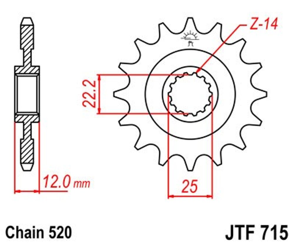 JT Řetězové kolečko JT JTF 715-13 13 zubů, 520
