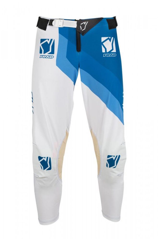 YOKO Dětské motokrosové kalhoty YOKO VIILEE - bílé/modré