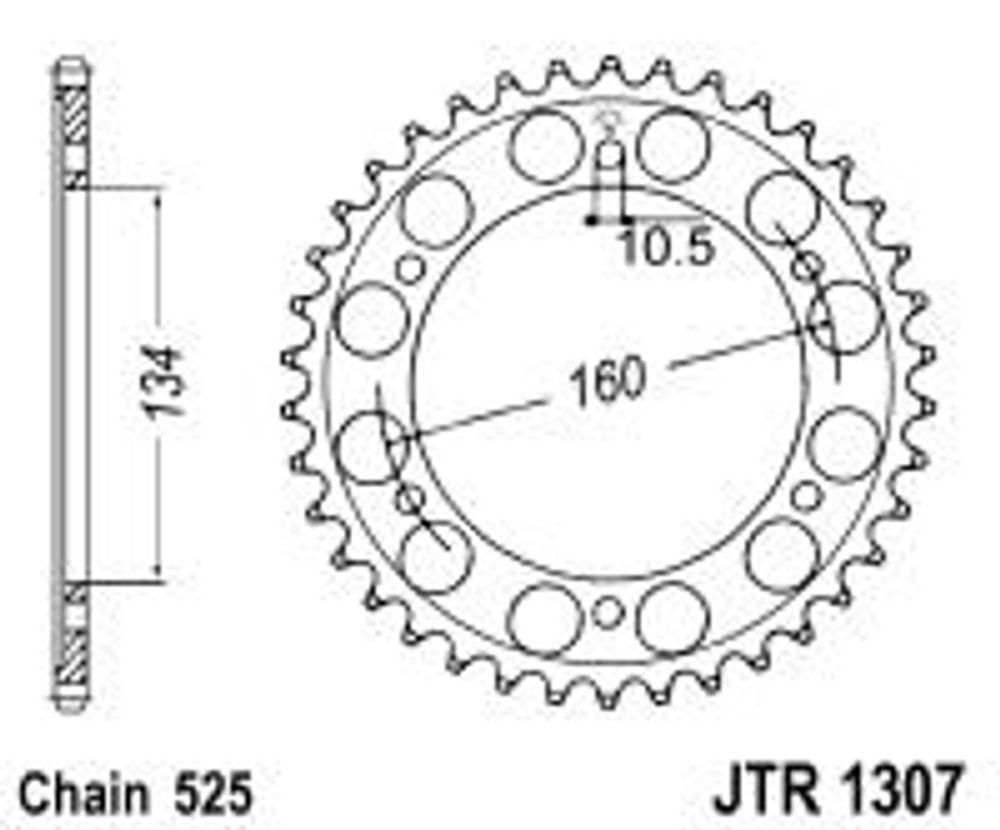 JT Řetězová rozeta JT JTR 1307-45 45 zubů, 525