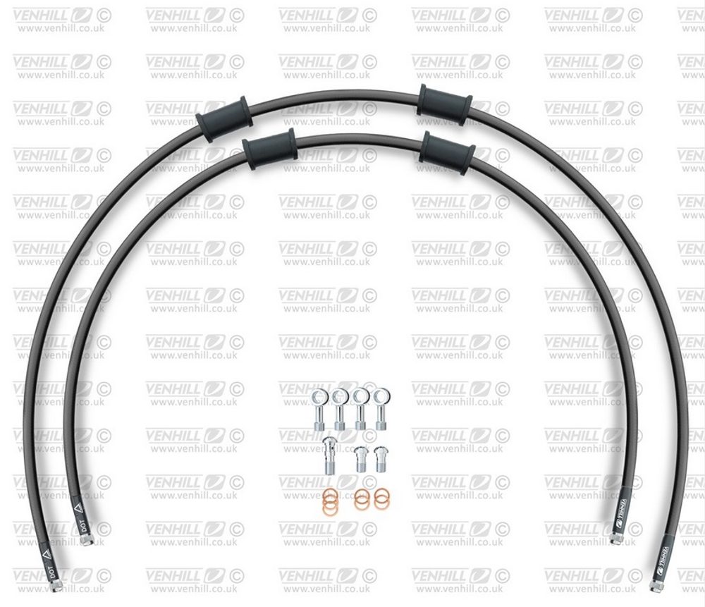 Venhill CROSSOVER Hadice přední brzdy sada Venhill POWERHOSEPLUS KAW-10021F-BK (2 hadice v sadě) černé hadice, chromové koncovky