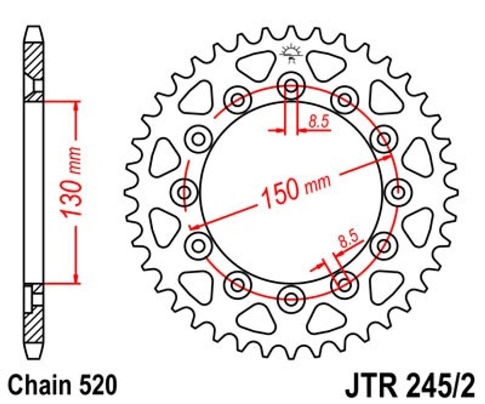 JT Řetězová rozeta JT JTR 245/2-51 51 zubů, 520