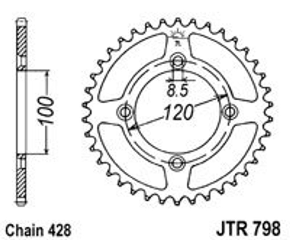 JT Řetězová rozeta JT JTR 798-47 47 zubů, 428