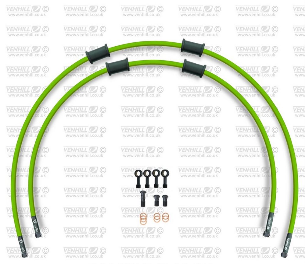 Venhill STANDARD Hadice přední brzdy sada Venhill POWERHOSEPLUS KTM-9002FB-GR (2 hadice v sadě) zelené hadice, černé koncovky