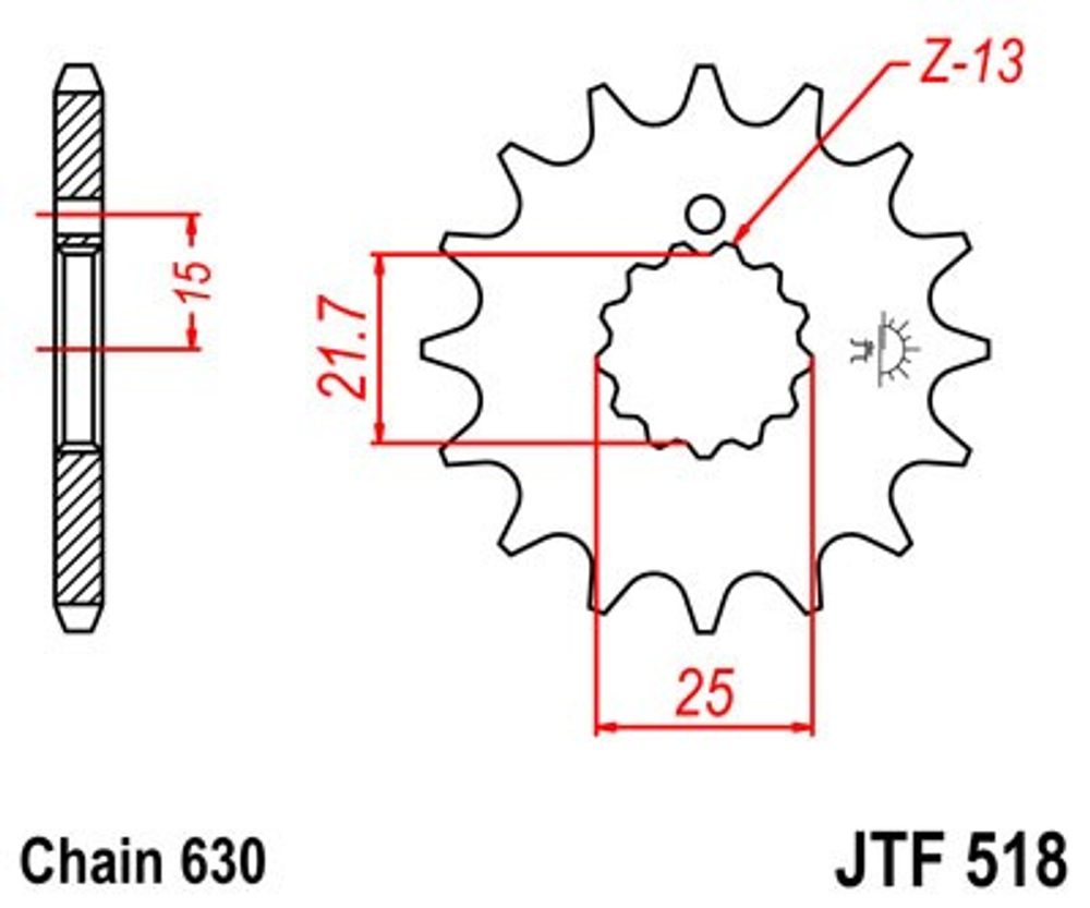 JT Řetězové kolečko JT JTF 518-14 14 zubů, 630