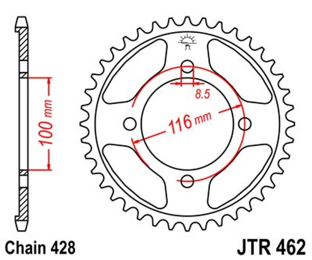 JT Řetězová rozeta JT JTR 462-49 49 zubů, 428