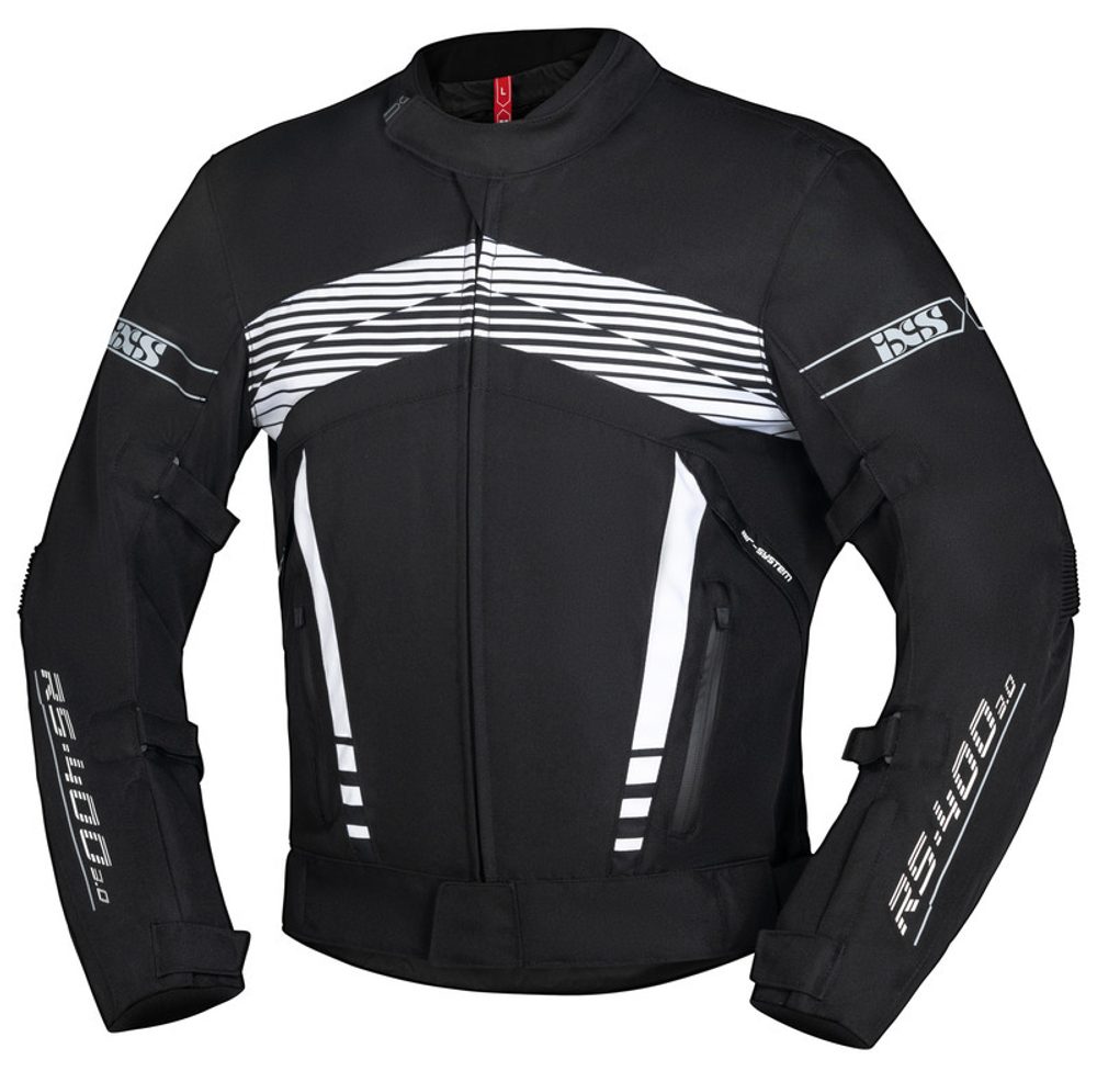 IXS Sportovní textilní bunda iXS RS-400-ST 3.0 černo-bílá - 2XL