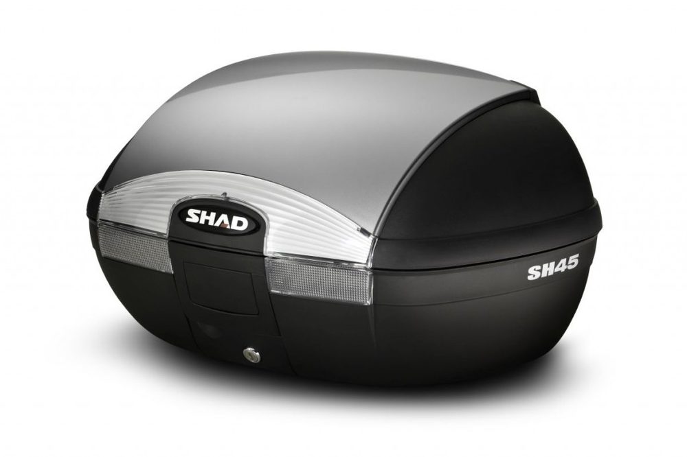 SHAD Vrchní kufr na motorku s barevným krytem SHAD SH45 stříbrná
