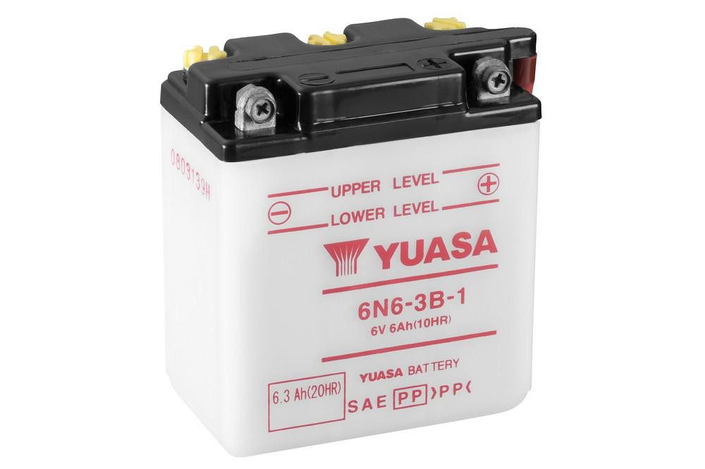YUASA Konvenční 6V akumulátor vč. kyseliny YUASA 6N6-3B-1