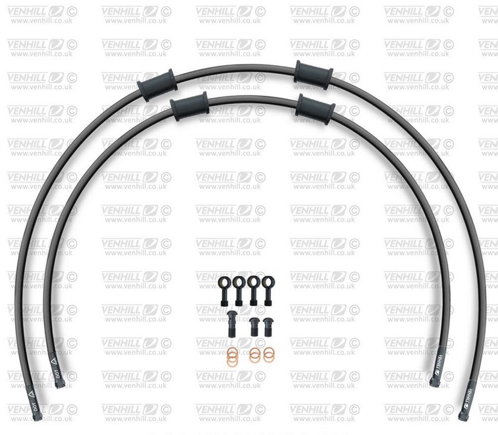 Venhill CROSSOVER Hadice přední brzdy sada Venhill POWERHOSEPLUS YAM-10024FB-BK (2 hadice v sadě) černé hadice, černé koncovky