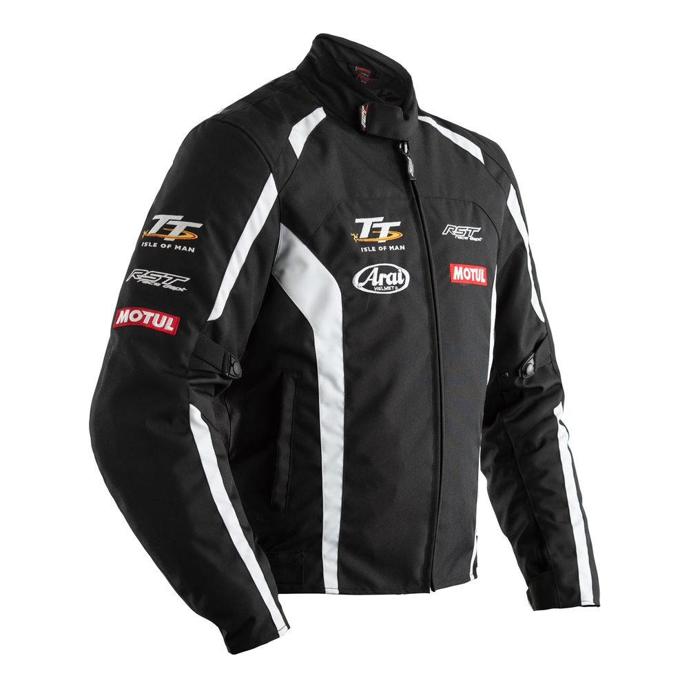 RST Textilní bunda na motorku RST IOM TT TEAM CE / JKT 2233 - černá/bílá - 2XL