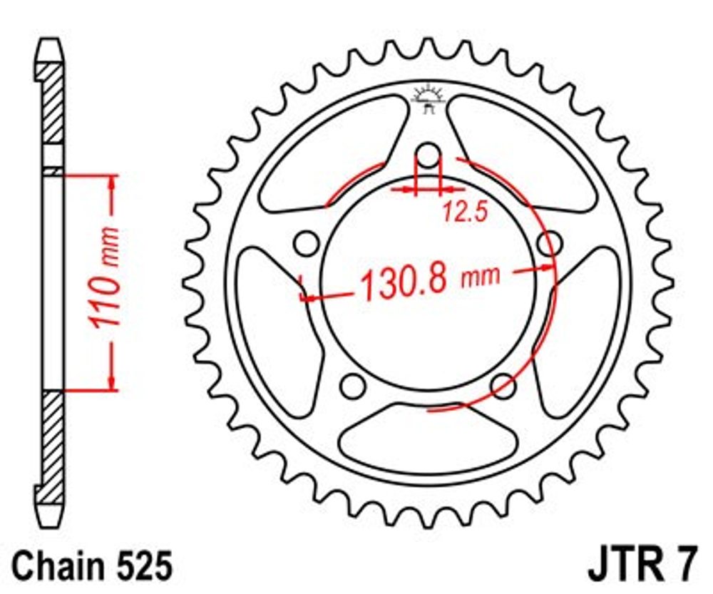 JT Řetězová rozeta JT JTR 7-46ZBK 46 zubů, 525 Černý zinek