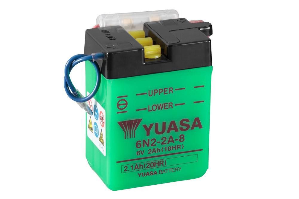 YUASA Konvenční 6V akumulátor bez kyseliny YUASA 6N2-2A-8