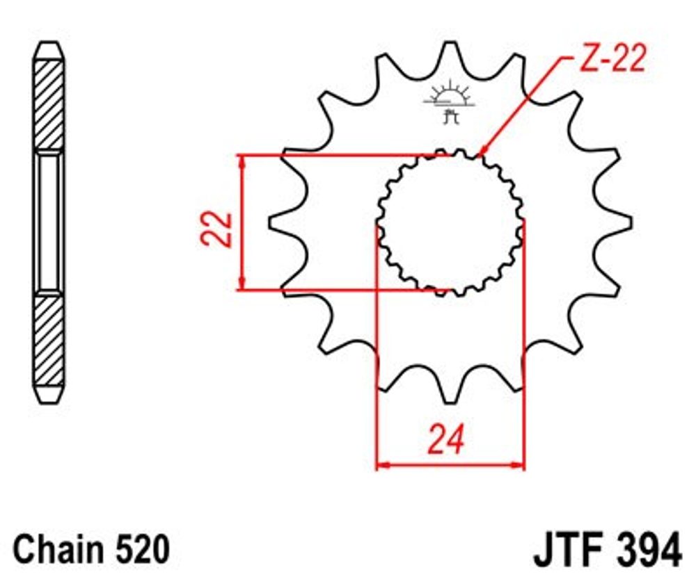 JT Řetězové kolečko JT JTF 394-15 15 zubů, 520