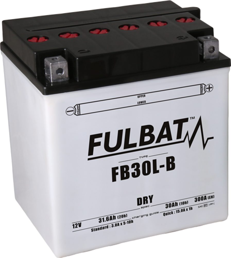 FULBAT Konvenční motocyklová baterie FULBAT FB30L-B (YB30L-B) Včetně balení kyseliny