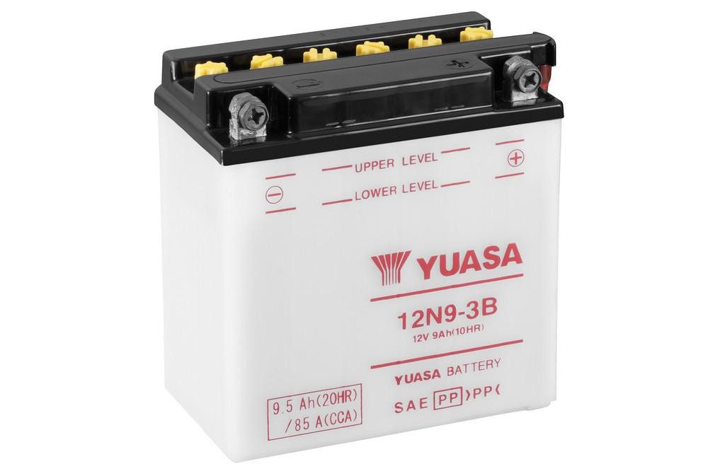 YUASA Konvenční 12V akumulátor vč. kyseliny YUASA 12N9-3B