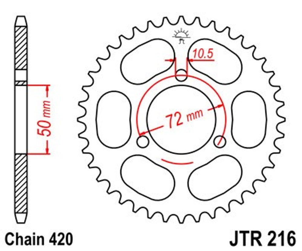 JT Řetězová rozeta JT JTR 216-45 45 zubů, 420