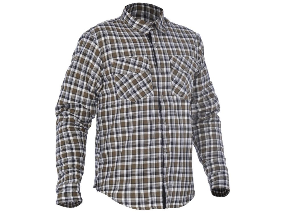 OXFORD Košile OXFORD KICKBACK Checker s Kevlar® podšívkou (khaki/bílá) - 3XL