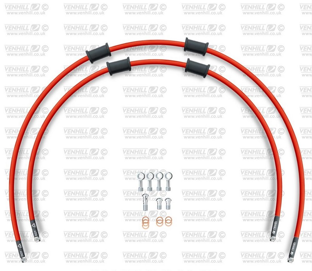 Venhill CROSSOVER Hadice přední brzdy sada Venhill POWERHOSEPLUS YAM-9005FS-RD (2 hadice v sadě) červené hadice, nerezové koncovky