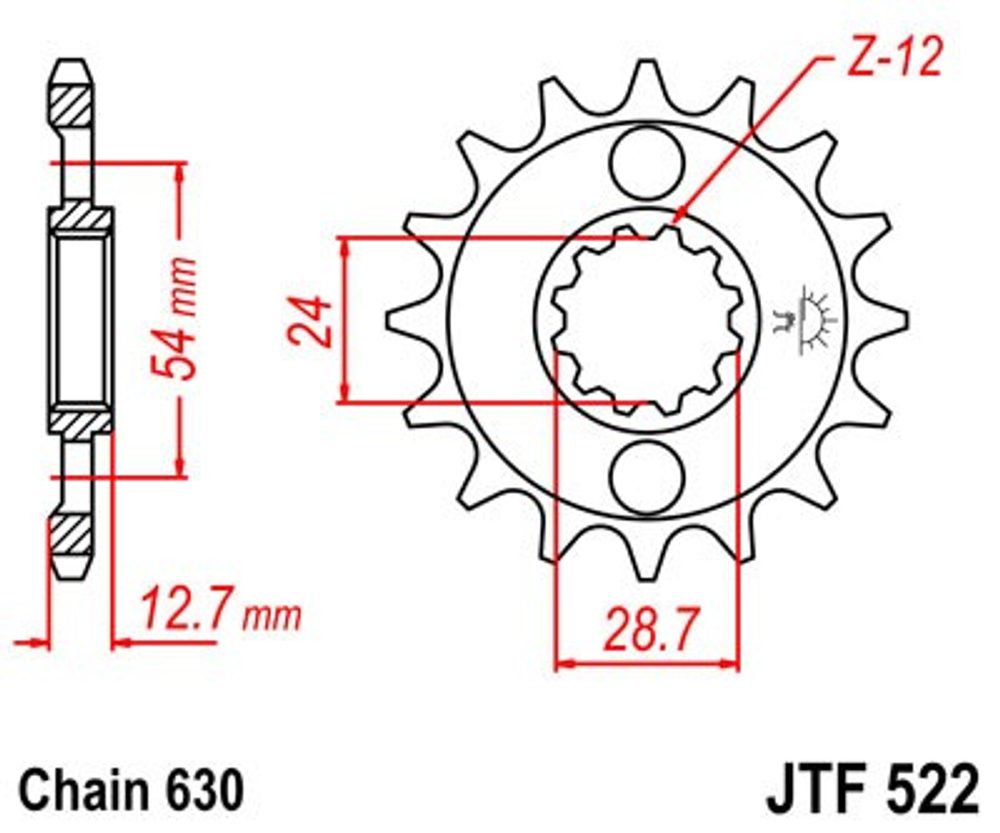 JT Řetězové kolečko JT JTF 522-16 16 zubů, 630