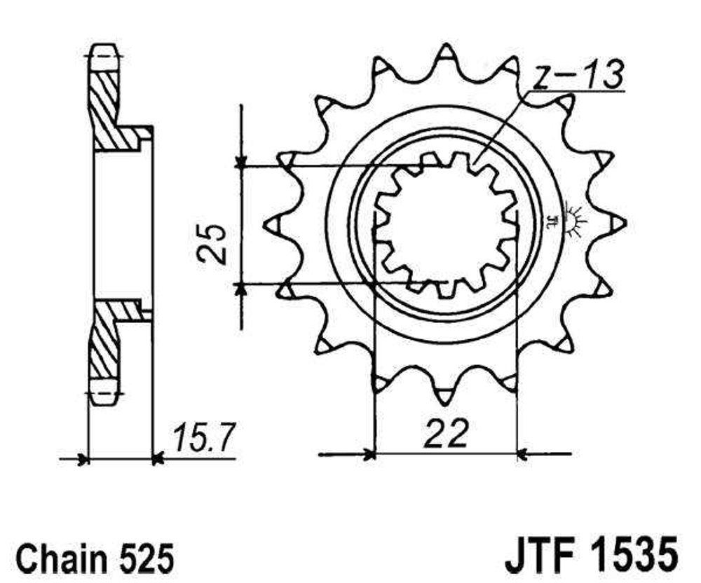 JT Řetězové kolečko JT JTF 1535-15RB 15 zubů, 525 pogumované