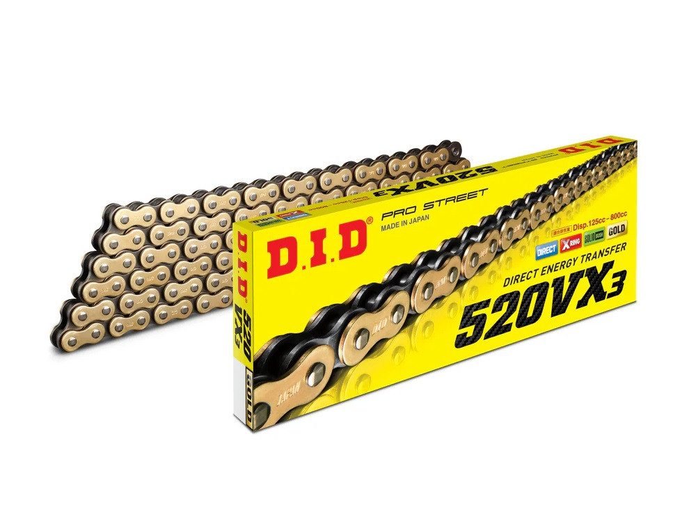 D.I.D Chain VX série X-Kroužkový řetěz D.I.D Chain 520VX3 120 L Zlatá/Černá