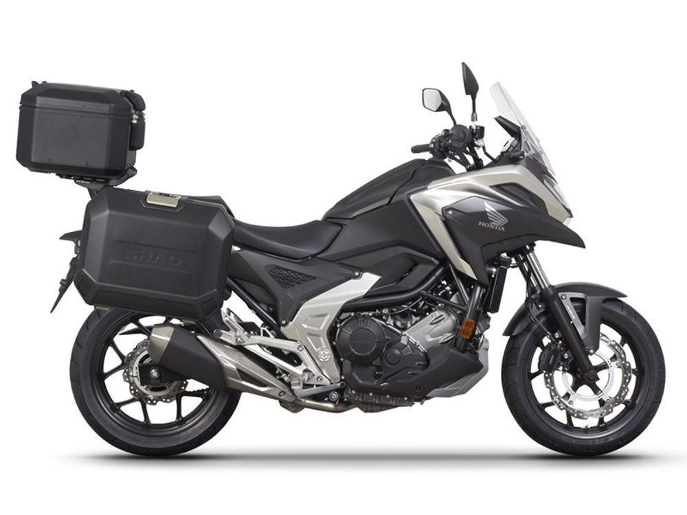 SHAD Kompletní sada černých hliníkových kufrů SHAD TERRA BLACK, 37L topcase 36L/36L boční kufry, včetně montážní sady a plotny SHAD HONDA NC 750 X 2021-